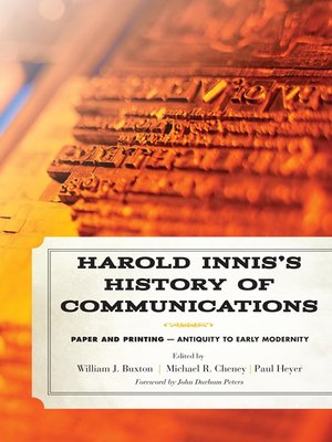 cover image of Harold Innis's History of Communications